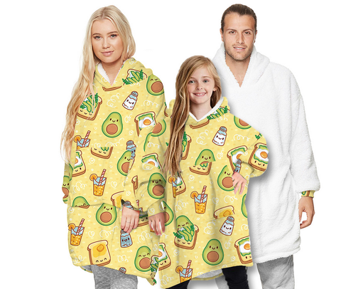 Gran aguacate impreso Sudadera con capucha sofá manta para niños adultos al aire libre Sudadera con capucha Sherpa abrigos cómodo Jersey ► Foto 1/6