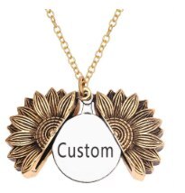 COLLAR COLGANTE con girasol grabado fecha nombre Acero inoxidable regalo de joyería personalizado eres mi Sunshine colgante abierto girasol DIY ► Foto 1/1