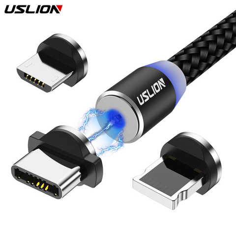 USLION-Cable Micro USB magnético LED, cargador magnético tipo C de carga rápida para Samsung y Xiaomi, adaptador USB para iPhone 11 ► Foto 1/6