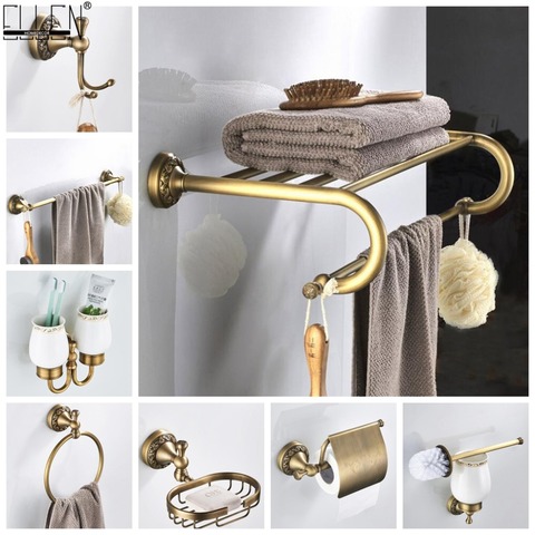 Accesorios de baño Toalla de bronce antigua estante de papel higiénico soporte de jabón toallero soporte de toallero bronce antiguo ELF4001 ► Foto 1/6