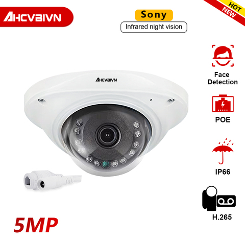 Sony IMX335-cámara IP ONVIF de 5MP, resistente al vandalismo, impermeable, para exteriores, domo, Audio interno, acceso remoto, Xmeye Cloud, H.265 ► Foto 1/6