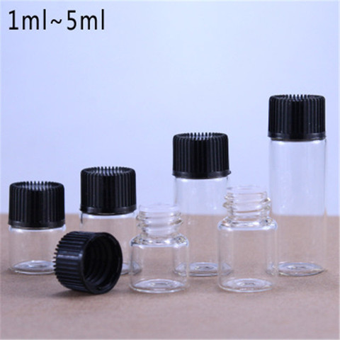 100 Uds 1ml 2ml 3ml 5ml claro botella de vidrio vacío de aceite esencial botellas de vidrio para aceite de Perfume Mini botella recargable ► Foto 1/4