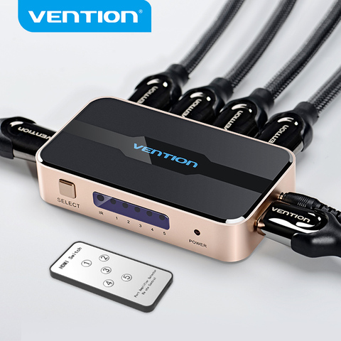 Vención de La divisor HDMI 5 entrada 1 salida HDMI interruptor 5x1 para XBOX 360 PS4 Smart Android HDTV 4K 5 en 1 conmutador HDMI adaptador ► Foto 1/6