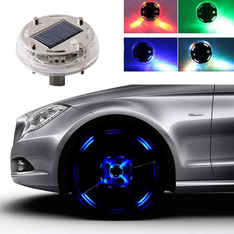 Foco de energía Solar para coche, luz LED RGB de 4 modos, lámpara colorida de Ambiente, luces geniales para rueda de decoración ► Foto 1/6