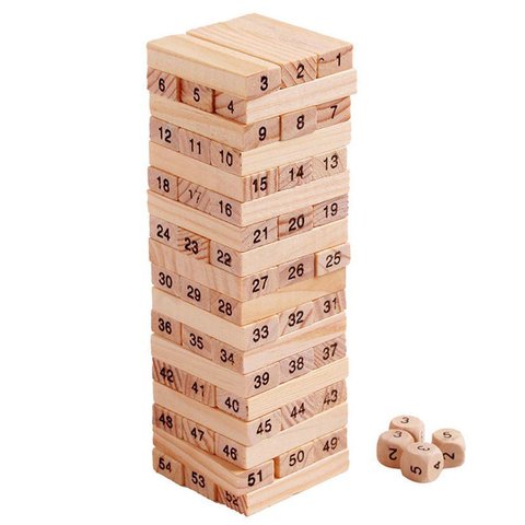 Bloques de construcción apilados para niños, 54 piezas, Digital, de madera, juego de torre, juegos de jardín familiar ► Foto 1/6