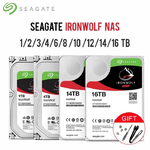 Seagate-disco duro interno IronWolf SATA3 para ordenador de escritorio, interfaz HDD, 64 mb-128mb-256mb, caché de 6 Gb/s, 5900RPM-7200RPM, 3,5