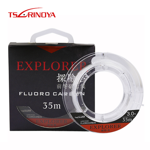 TSURINOYA-línea de pesca de fluorocarbono EXPLORER 100%, líder principal de 35m, de alta resistencia, de hundimiento rápido, Invisible, para carpa ► Foto 1/6