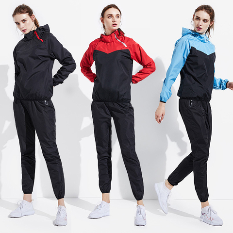 Conjunto de ropa de gimnasia para mujer, suéter de hombre con capucha, Tops para correr, Fitness, ropa deportiva para perder peso, traje deportivo para sudar ► Foto 1/6