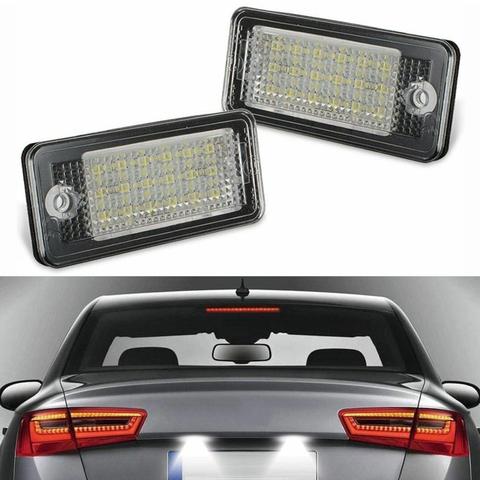 Luz Led para matrícula de coche, lámpara de soporte para matrícula de 18 Led, sin Error, para Audi A3, A4, A5, A6, A8, B6, B7, Q7, 2 uds. ► Foto 1/6