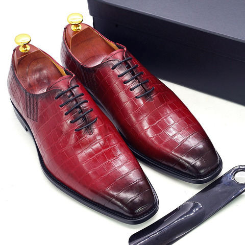 Zapatos Oxford para hombre con estampado de cocodrilo, calzado Formal clásico de negocios, hecho a mano, talla grande 6-13 ► Foto 1/6