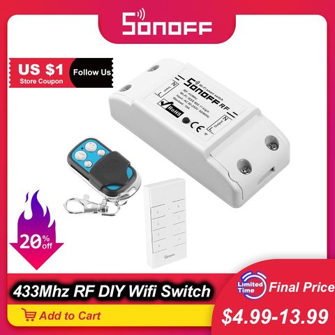 SONOFF-interruptor inteligente Itead RF R2 con Wifi, 433Mhz, RF, control remoto, módulo de interruptor de luz para automatización de hogar inteligente ► Foto 1/6