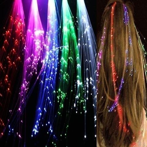 Trenzas de seda luminosas con luz LED para niñas, herramienta de estilismo, fibra óptica, decoración de horquilla para Halloween, fiesta, Bar, boda ► Foto 1/6