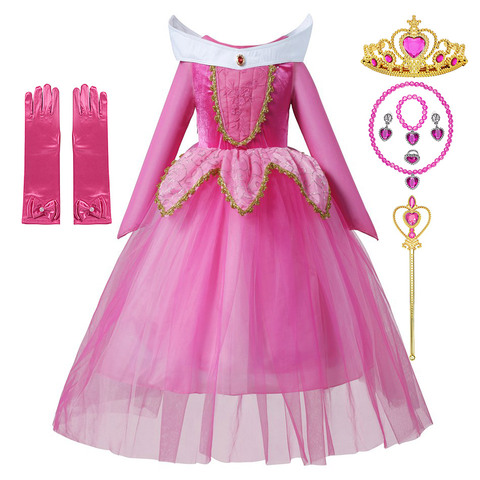 Vestido de princesa tutú rosa para niña, disfraz de cuento de hadas, disfraz de la Bella Durmiente chico Aurora, traje de Cosplay, vestido de carnaval ► Foto 1/6