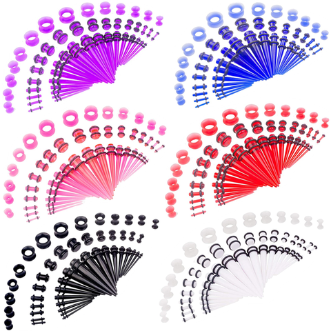Kit de estiramiento de calibre de Oreja acrílico, 14-00G, tapón de Oreja, túnel, medidor de carne, ensanchador, Dilataciones, 50 Uds. ► Foto 1/6