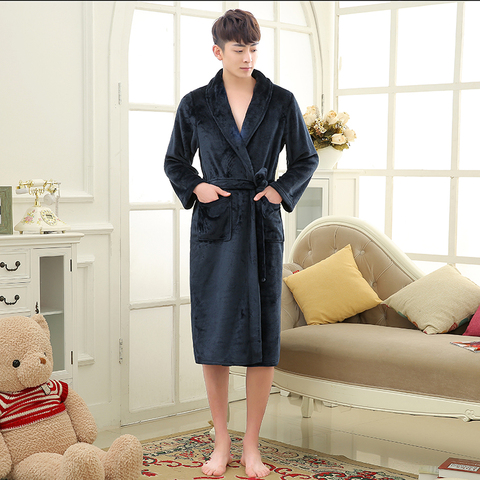 Nueva llegada de los amantes de seda de lujo de franela de invierno Albornoz largo Kimono para hombre bata baño hombre las mujeres bata de noche batas de hombre ► Foto 1/6