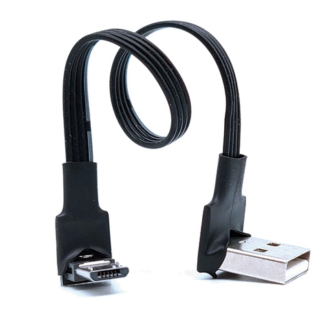 Cable de conector de carga de datos Super plano, flexible, arriba, abajo, izquierda y derecha, 90 grados, USB, Micro USB macho a USB macho ► Foto 1/6