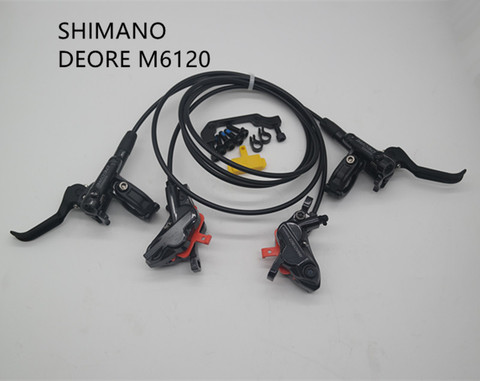 SHIMANO-Juego de frenos DEORE M6100 M6120, 4 pistones, manguera de freno hidráulico, 900/1600mm, delanteros y traseros, frenos de disco de aceite para bicicletas de montaña ► Foto 1/1