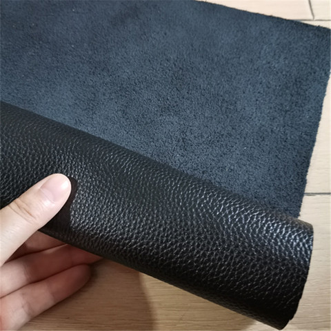 Bolso de piel de vaca con patrón de lichi, bolsa suave de capa superior, Maleta de bordes, accesorios de cuero hechos a mano, color negro, 780 ► Foto 1/6