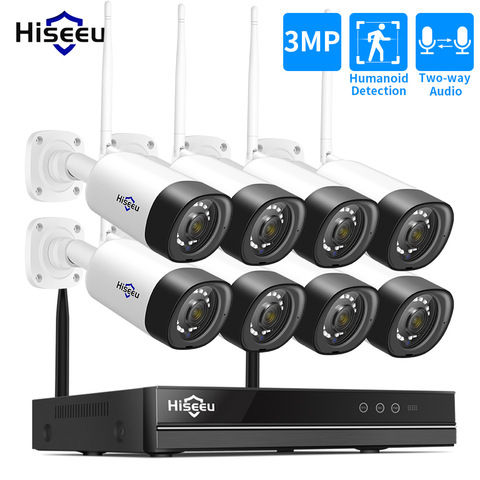 Hiseeu cámara CCTV inalámbrica Sistema de 960 P 4ch 1.3MP IP Cámara impermeable al aire libre P2P casa Sistema de Seguridad video vigilancia Kits ► Foto 1/6