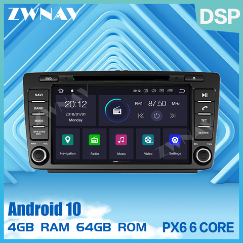 Radio Multimedia PX6 con GPS para coche, Radio con Android 10,0, 4 GB + 64 GB, DVD, estéreo, para Skoda Octavia A7 2007-2012 ► Foto 1/6