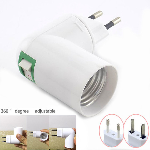 Adaptador para bombilla de enchufe E27, Bases de luz ajustables de 360 grados, soporte para lámpara, conversor de luz adaptador para bombilla, enchufe EU US 100-230V ► Foto 1/5