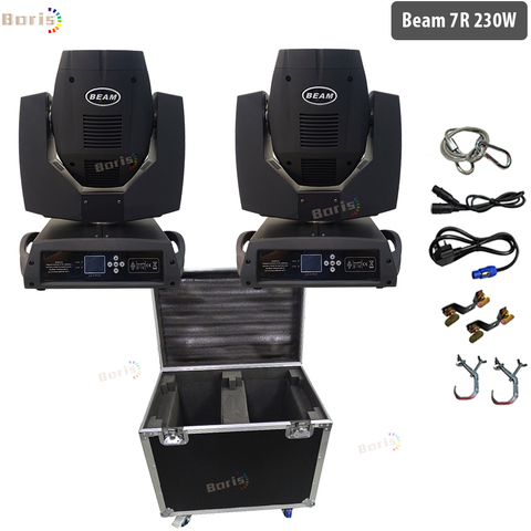 No hay impuestos Flycase 2x haz 230w 7r haz de luz con cabezal móvil de alta potencia Sharpy Lira 7r fuerte rayo de luz para fiesta Disco luz para escenario DJ ► Foto 1/6