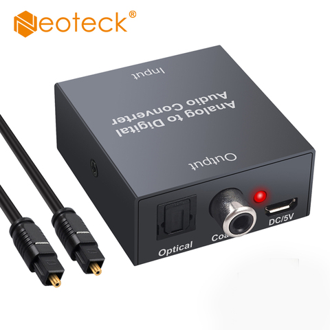 Neoteck de analógico a Digital de convertidor de Audio R/L RCA de 3,5mm AUX a Coaxial Digital óptica Toslink adaptador de Audio para PS3 Xbox ► Foto 1/6