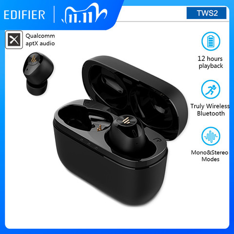 EDIFIER TWS2 inalámbrica Bluetooth V5.0 estéreo tecnología auriculares pueden ser utilizados de manera independiente Super MINI poderoso efecto de sonido ► Foto 1/6