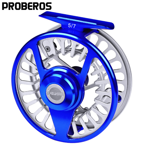 PROBEROS Pesca 3 + 1 BB de azul y plata Color carrete de pesca de la mosca CNC máquina y manija izquierda carrete de aluminio mosca ► Foto 1/6