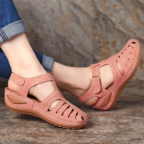 Las mujeres sandalias de verano nuevos zapatos de mujer de talla grande 44 sandalias de tacones para cuñas Chaussure mujer Casual Sandalias Zapatos de plataforma de Talon ► Foto 1/6