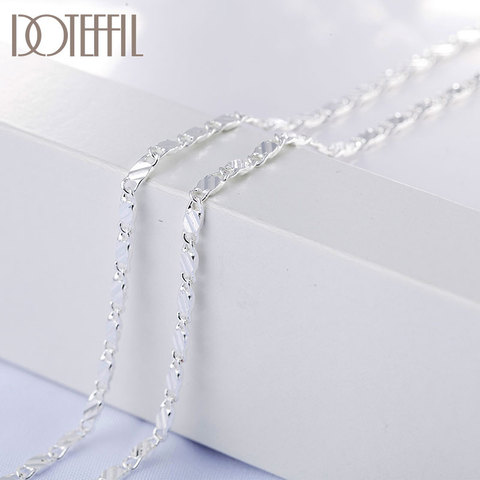 DOTEFFIL de Plata de Ley 925/16/18/20/22/24/26/28/30 pulgadas 2mm encanto collar de cadena para las mujeres de la moda de joyería para fiesta y boda ► Foto 1/6