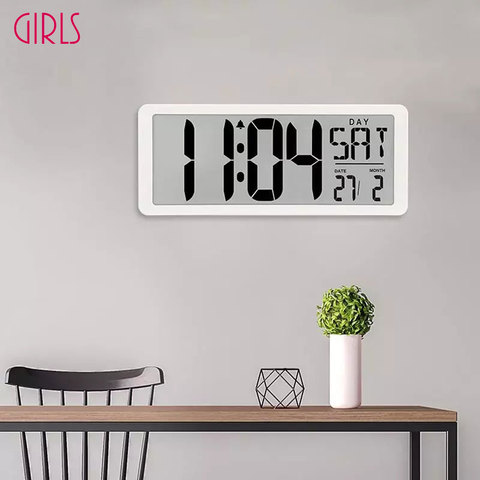 Reloj de pared Digital LED con gran número, pantalla de tiempo, Despertador con fecha, temperatura, mesa de escritorio, relojes electrónicos ► Foto 1/6