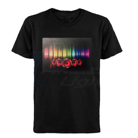 100% de algodón para fiesta de cumpleaños, camiseta con panel el, luz led, activación por música, intermitente ► Foto 1/6