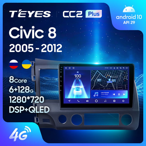 TEYES-Radio Multimedia CC2L CC2 Plus para coche, Radio con reproductor de vídeo, navegación, Android No 2din, para Honda Civic 8 FK FN FD 2003-2012 ► Foto 1/6