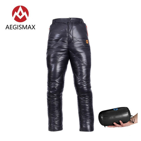 AEGISMAX 95% pantalones de plumas de ganso blanco para hombre ultraligeros para viajes al aire libre, Camping, senderismo, pantalones cálidos impermeables 800FP gruesos ► Foto 1/6