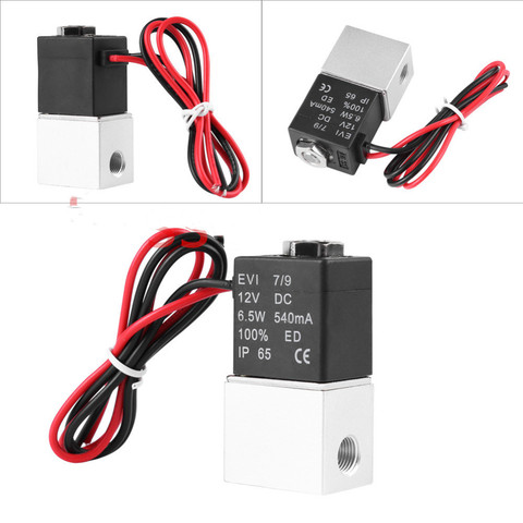 Válvula Solenoide de 12V CC, válvulas neumáticas de acción directa normalmente cerradas de 2 vías de 1/4 