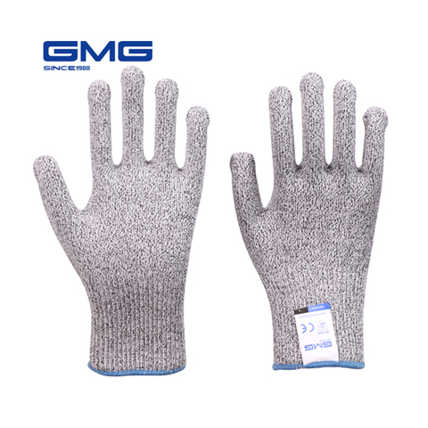 GMG-guantes de seguridad para el trabajo, resistentes a Cortes, color gris y negro, HPPE EN388, Nivel 5, ANSI ► Foto 1/6