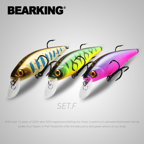 BEARKING Squad Minnow-Señuelos de Pesca artificiales, cebo duro de profundidad de 14,8-0,9 m, 3 uds. Por juego, 95mm, 1,5g, 65mm, 6g ► Foto 1/6