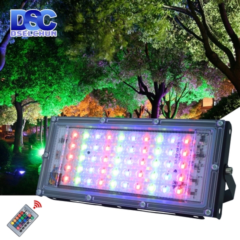 Lámpara de luz LED RGB de 50W Reflector para exteriores, impermeable IP65, proyector Led con Control remoto, CA de 220V, 230V, 240V ► Foto 1/6