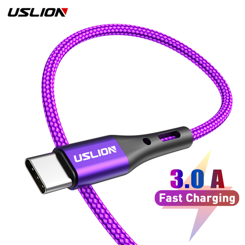 USLION-Cable USB tipo C para móvil, Cable de carga rápida para Huawei P30 Pro, línea de datos Cable USB C para Samsung S9 S10, cargador tipo C 3A ► Foto 1/6