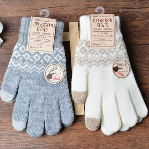 Guantes cálidos de lana para pantalla táctil, para hombre y mujer, color caramelo, copo de nieve, almohadilla para tableta y teléfono móvil, Invierno 2022 ► Foto 1/6