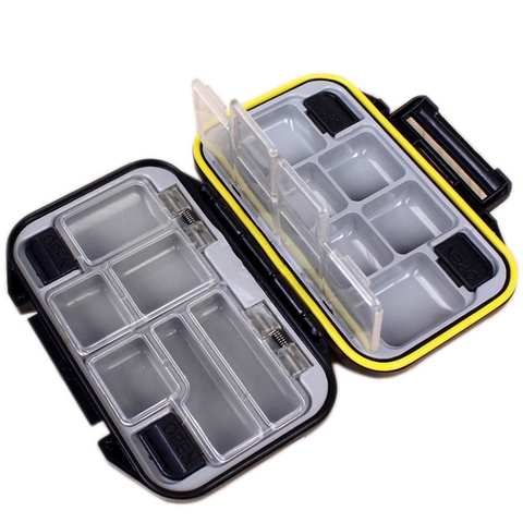 Caja plástica para pesca con 12 compartimentos, cajas de aparejos de pesca de dos colores, anzuelos, accesorios de almacenamiento ► Foto 1/5