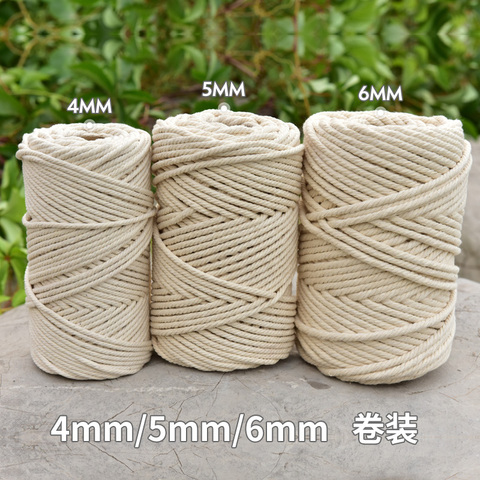 Cuerda de macramé trenzada de 3mm, 4mm, 5mm, 6mm, cordón de algodón para cuerda Beige Natural hecha a mano, accesorios de boda para el hogar, regalo ► Foto 1/6
