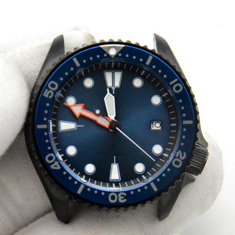 Reloj mecánico automático de buceo para hombre, esfera aséptica azul SK007, movimiento NH35A ► Foto 1/6