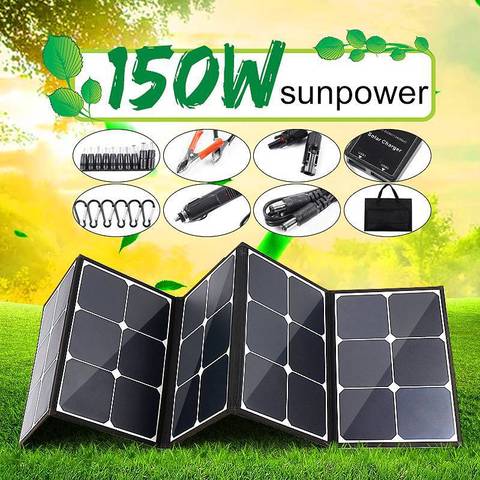 Panel Solar de 12V y 300W para exteriores, placa de Banco de carga portátil plegable, batería para Camping/barco/RV/viaje/casa, puerto USB Dual ► Foto 1/6