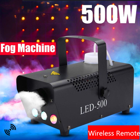 Máquina de humo LED de 500W, eyector de niebla remoto inalámbrico, DJ, discoteca, boda, fiesta, máquina de niebla con efecto de escenario, luces LED RGB de 3x3W ► Foto 1/6