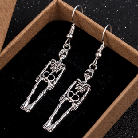 Pendientes colgantes De calavera y esqueleto para Mujer, Aretes largos hechos a mano, joyería para fiesta, regalos ► Foto 1/4