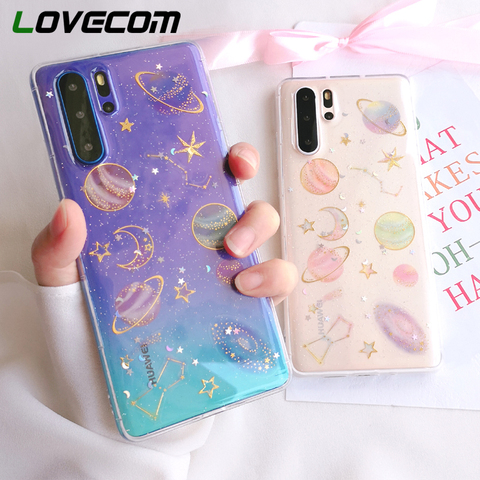 Funda de teléfono LOVECOM Planet Glitter para Huawei Mate 30 P30 P20 Pro Lite Mate 20 Pro Lite Honor 8X 20X funda trasera de epoxi suave ► Foto 1/6