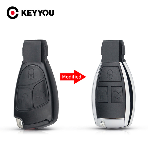 KEYYOU-carcasa de llave de coche para Mercedes Benz, funda inteligente para llave de coche modificada, 3 botones, B, C, E, ML, S, CLK, CL ► Foto 1/6