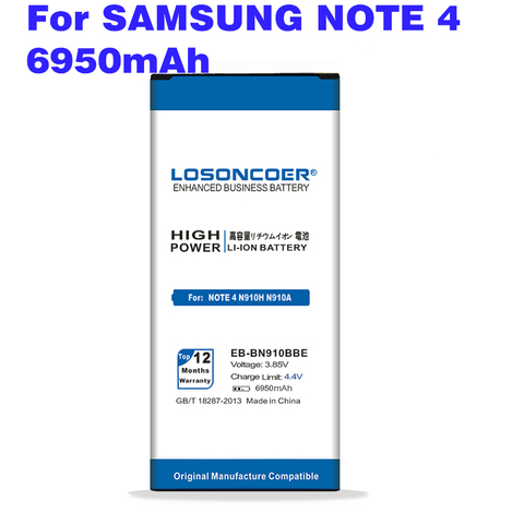 6950mAh EB-BN910BBU EB-BN910BBE NFC batería para Samsung Nota 4 batería Note4 NFC N910H N910A N910C N910F N910W N910P N910T N910X ► Foto 1/6